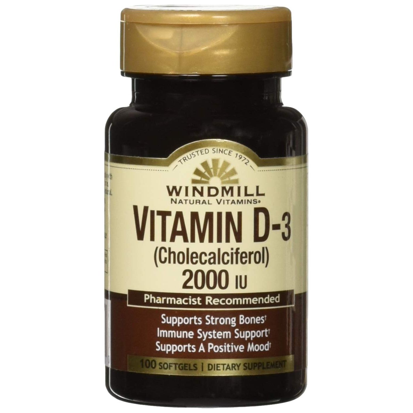 Windmill Vitamin D3 2000U Softgels Sugar Free 100 Ct Gelcap