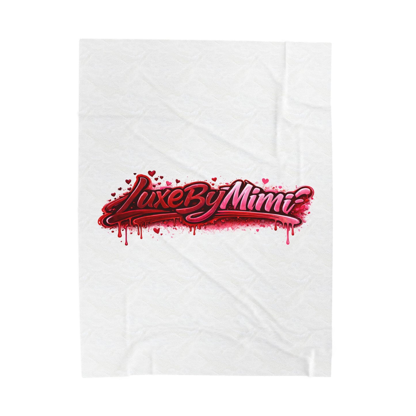 Luxe By Mimi Velvet Plush Blanket — Heart Drip Graphic Cozy Throw