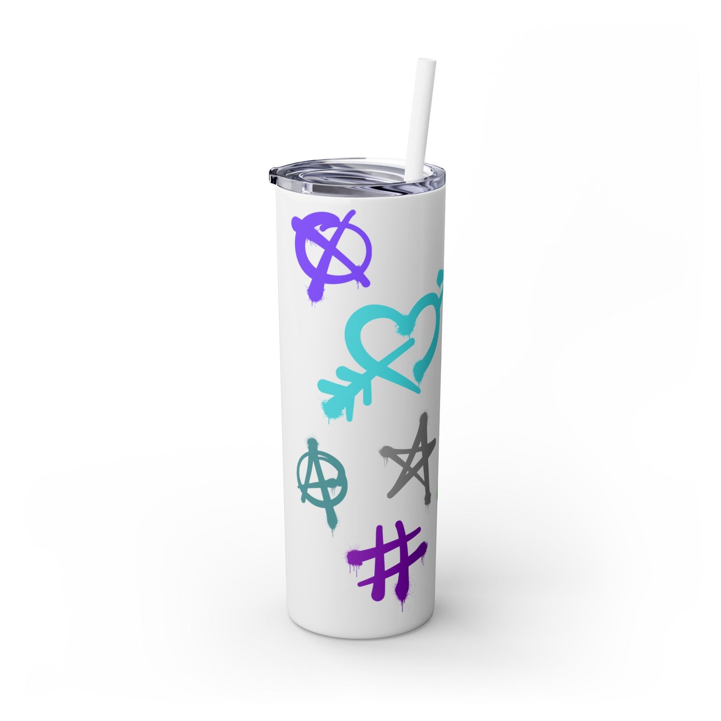 Trendy Skinny Tumbler with Straw, 20oz | Unique Graffiti Style Drinkware for Teens, Gifts, Parties, and Everyday Use