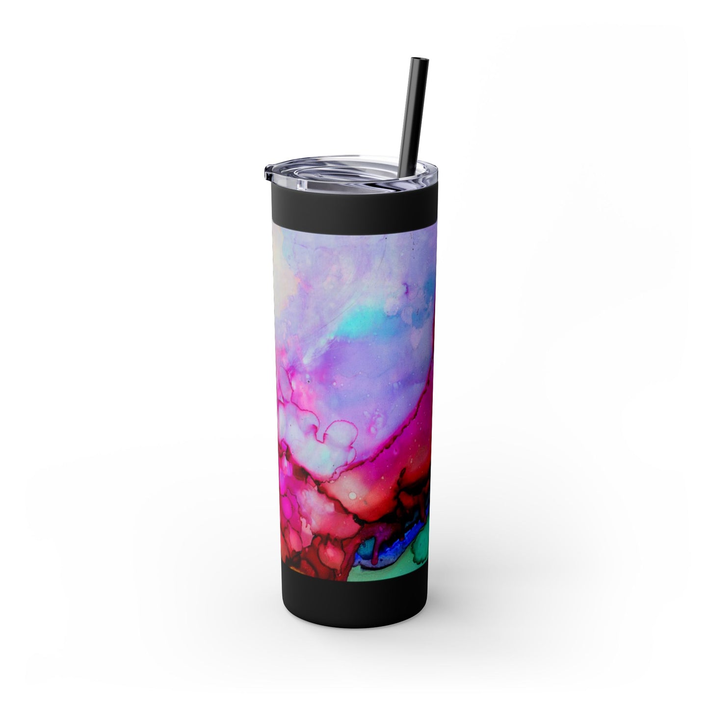 Beautiful Watercolor Splatter Skinny Tumbler with Straw - 20oz, Vibrant Colorful Drinkware for Every Occasion, Perfect Gift for Friends, Reusable Travel Mug, Water [...]