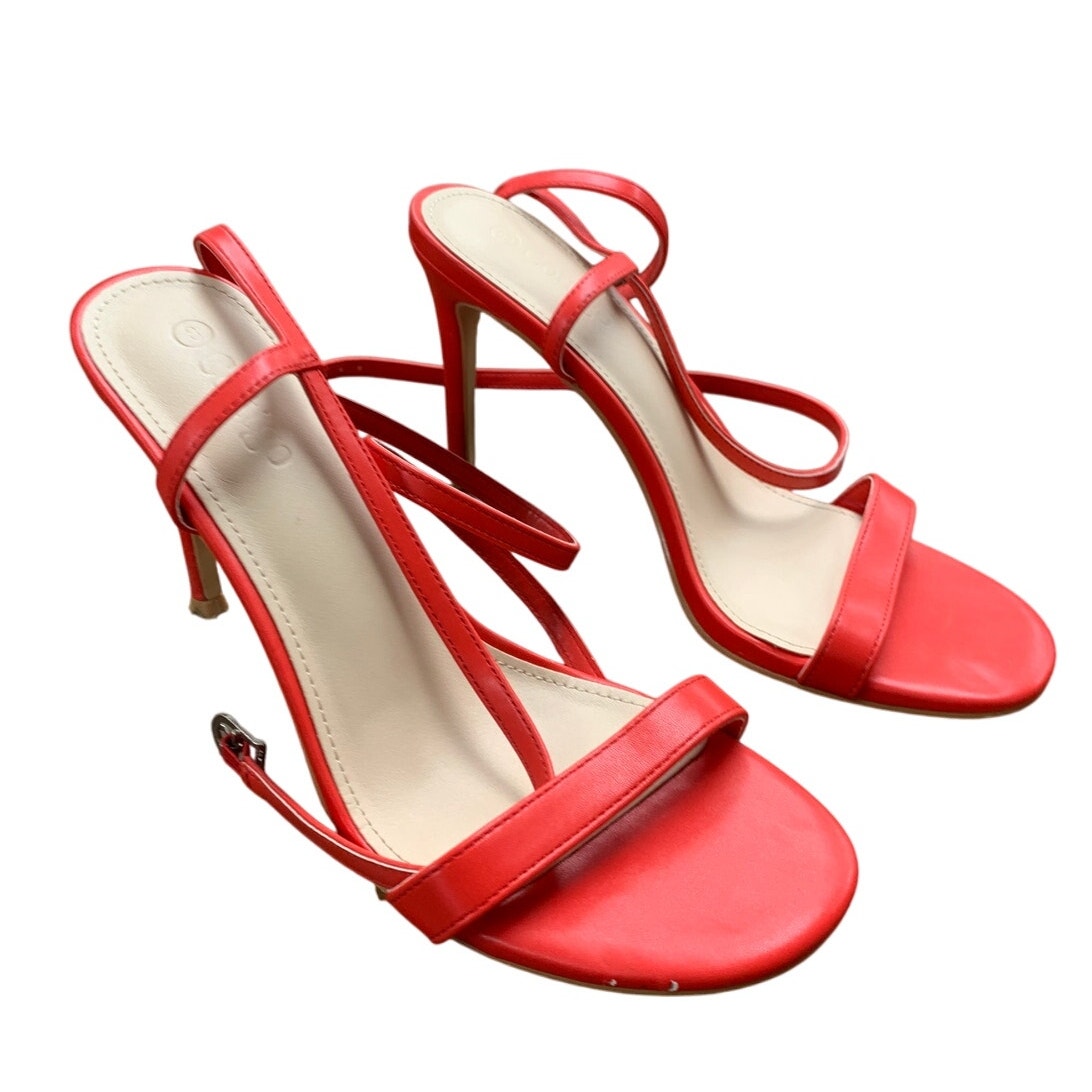 Coutgo Womens Size 8 Red Strappy Gladiator 4" Heel Open Toe Ankle Strap Shoes