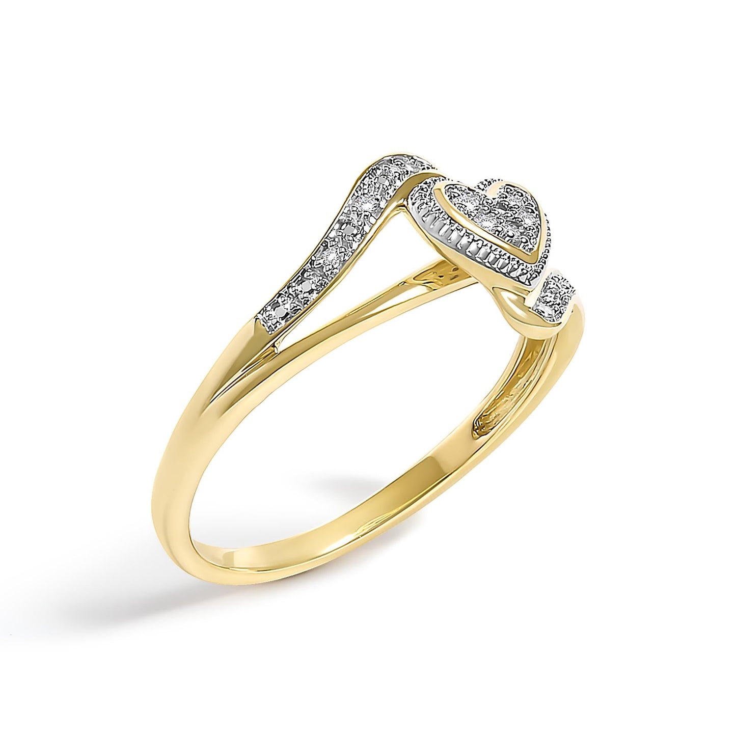 10K Yellow Gold Diamond Accent Filigree Heart Promise Ring (I-J Color, I3 Clarity)-3