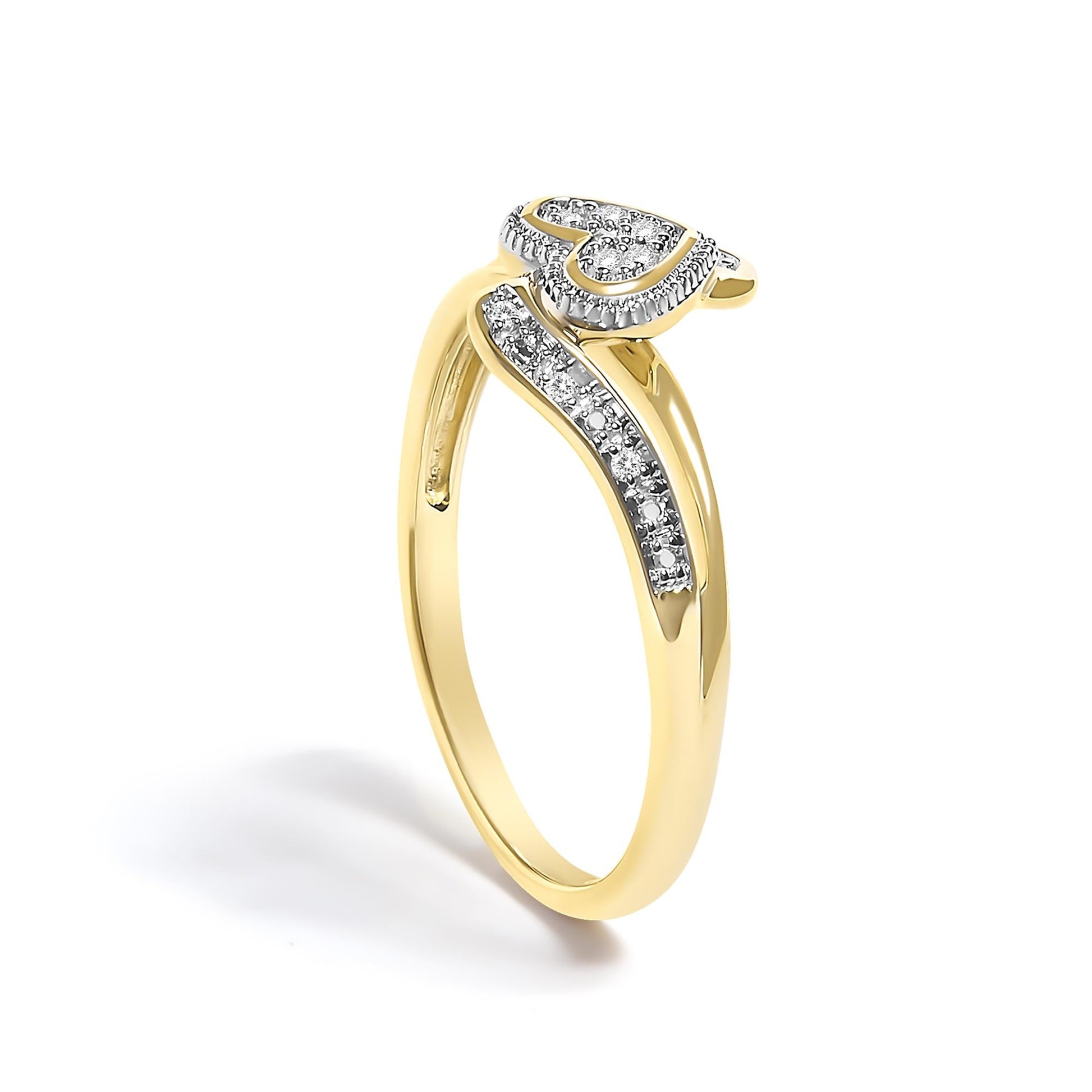 10K Yellow Gold Diamond Accent Filigree Heart Promise Ring (I-J Color, I3 Clarity)-4