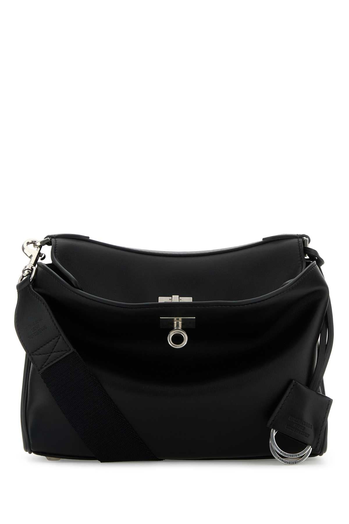 Balenciaga Men Black Leather Small Rodeo Messenger Crossbody Bag