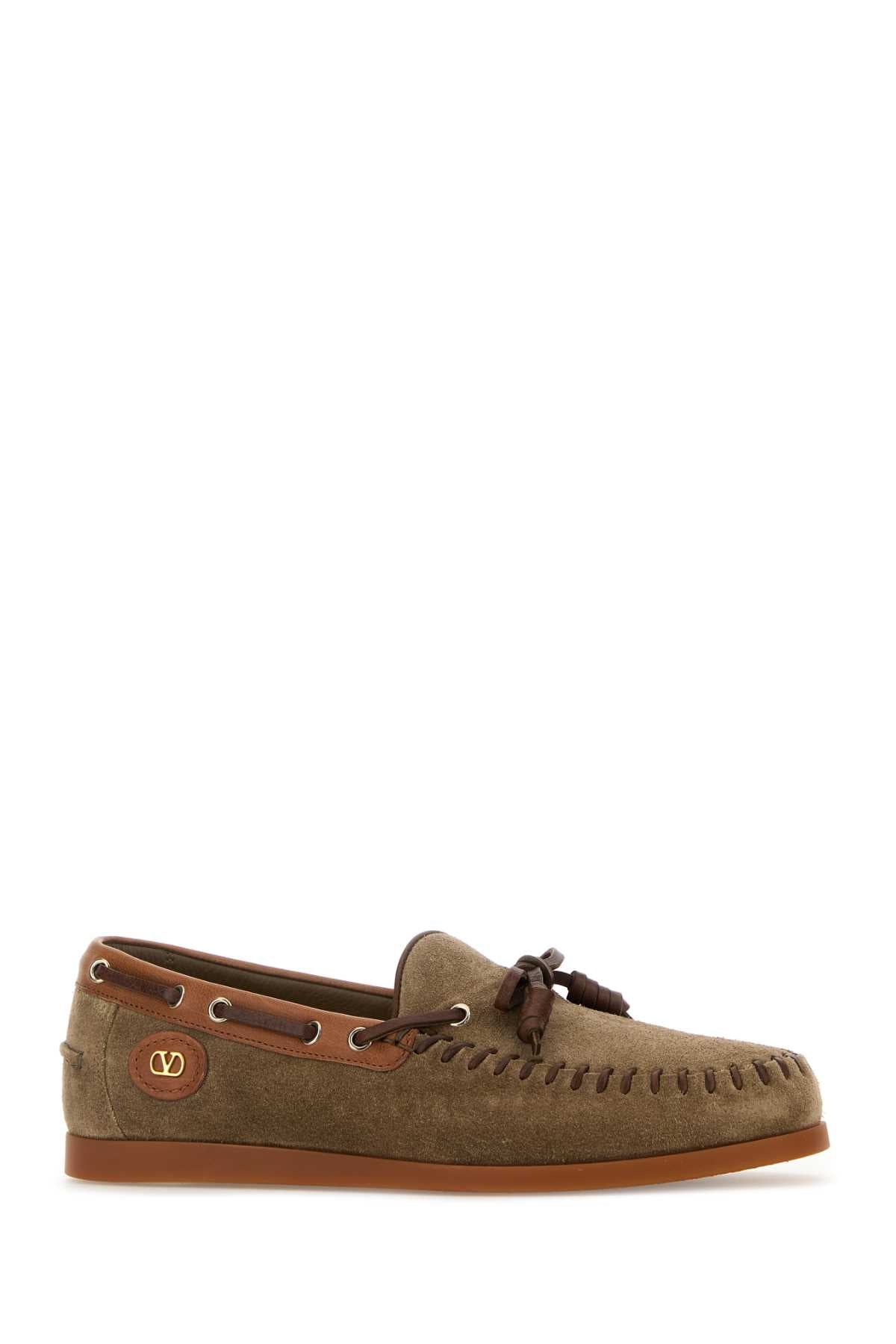 Valentino Garavani Men Mud Suede Vlogo Signature Loafers