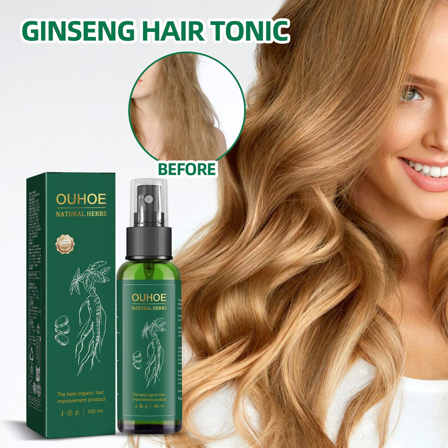 Ginseng Hair Growth Liquid, Ginseng Essence Moisturizes Hair, Hair Prevents Loss And Care Hair Growth Spray