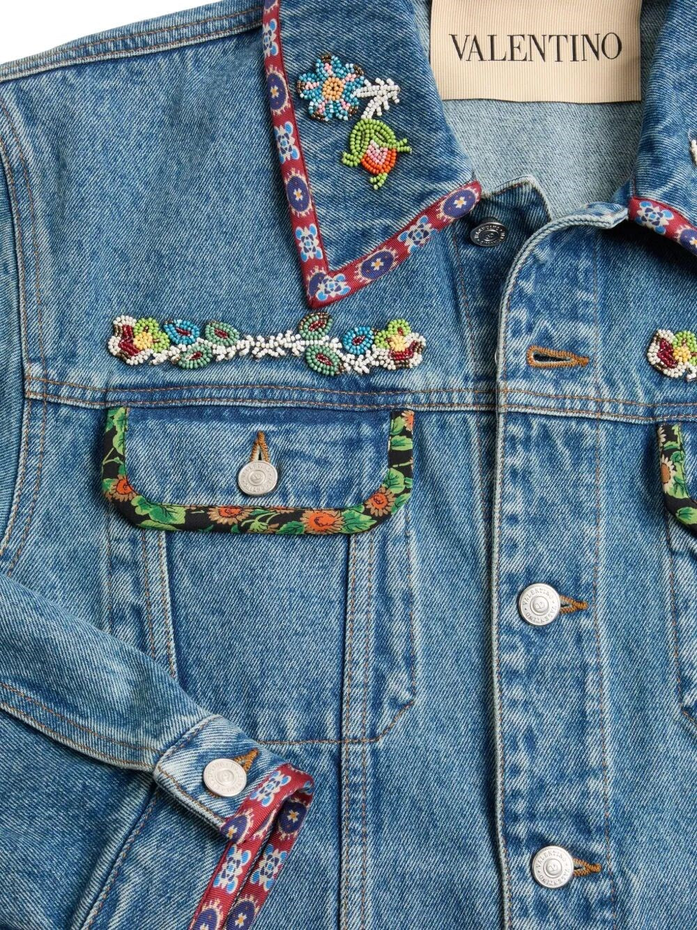 Valentino Garavani Men Embroidered Denim Jacket
