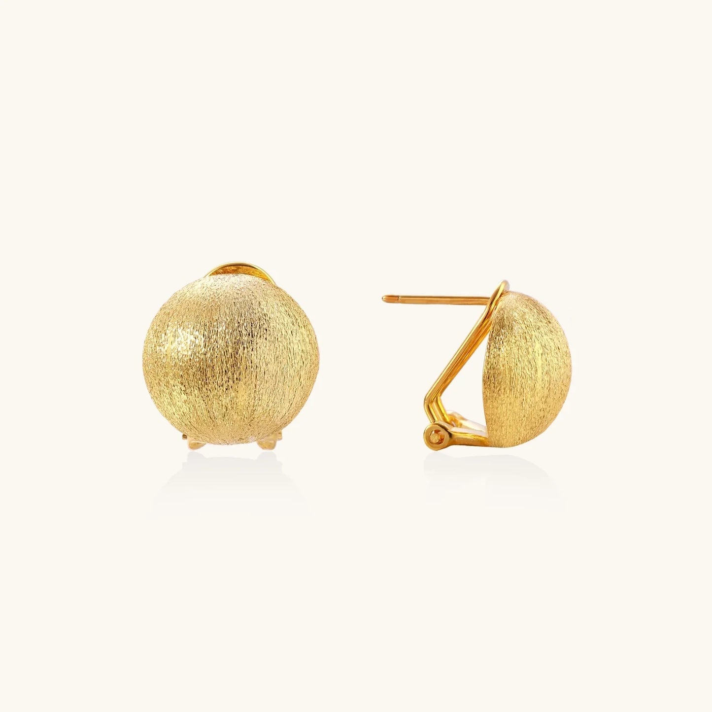 Kuppelclips aus gebürstetem Gold – 24K Gold Vermeil, Clip-On-4