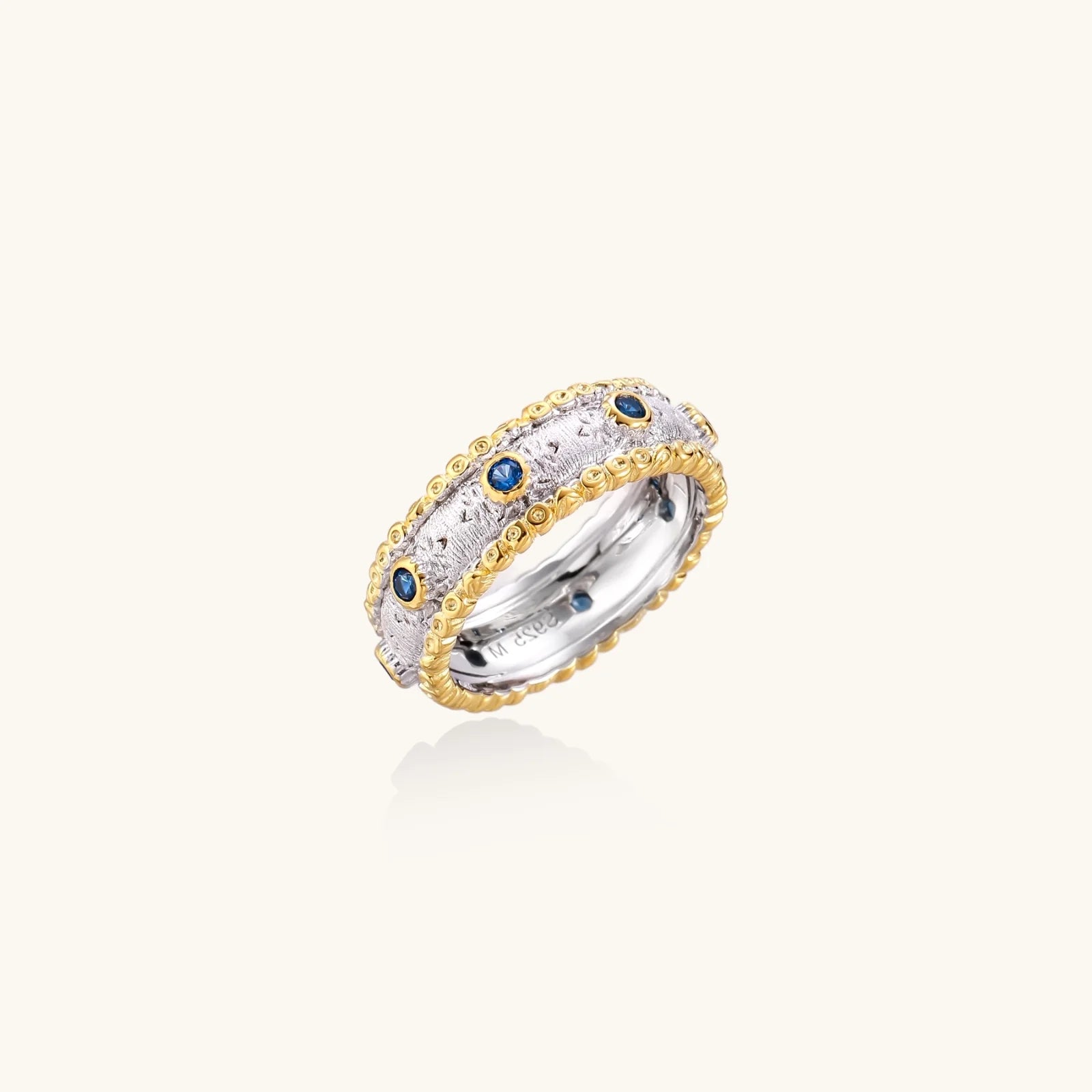 Azure Dreams Band Ring – 24K Gold Vermeil, Sterlingsilber & blaue Zirkonia-0