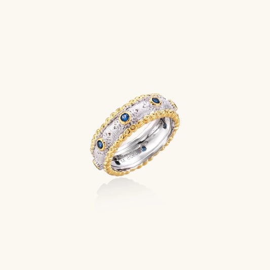 Azure Dreams Band Ring – 24K Gold Vermeil, Sterlingsilber & blaue Zirkonia-0