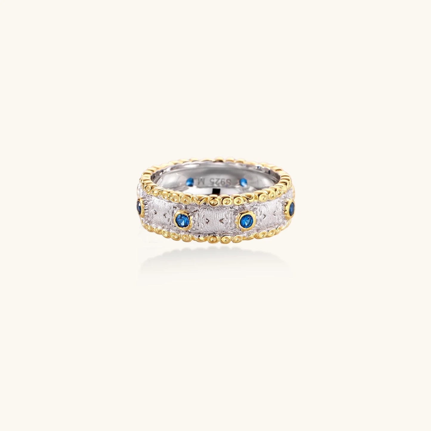 Azure Dreams Band Ring – 24K Gold Vermeil, Sterlingsilber & blaue Zirkonia-1