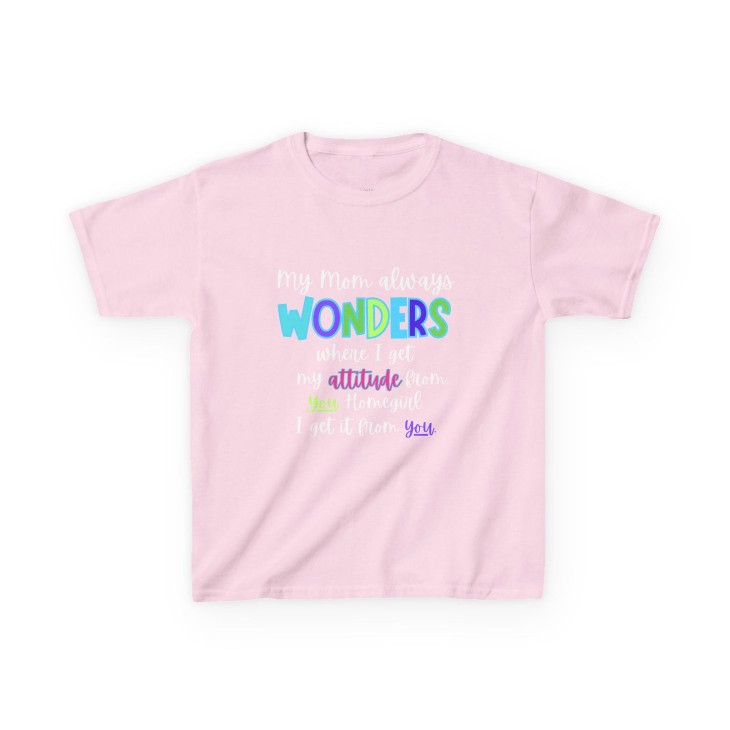 Colorful Kids Tee: 'My Mom Wonders Where I Get My Attitude From' | Fun Gift for Birthdays, Holidays, Everyday Wear, Unique Kids Apparel