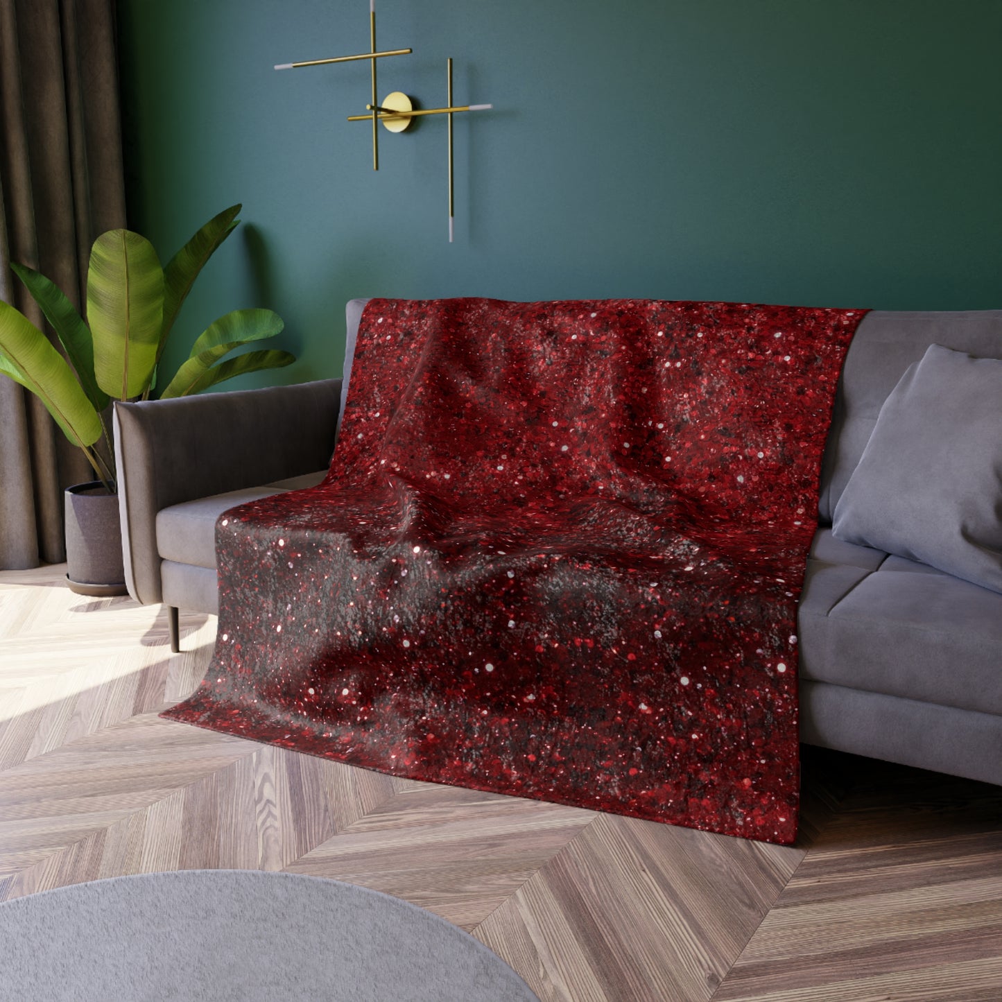 Crushed Velvet Throw Blanket — Luxurious Red Velvet Cozy Blanket for Living Room, Bedroom & Holiday Gift