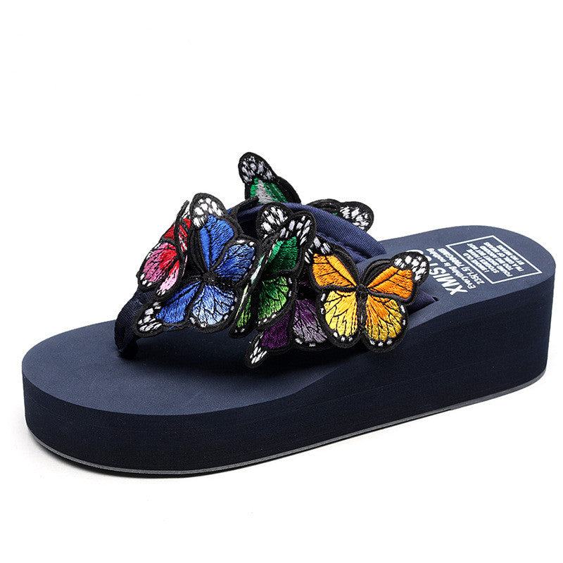 Handmade Butterfly Wedge Slippers