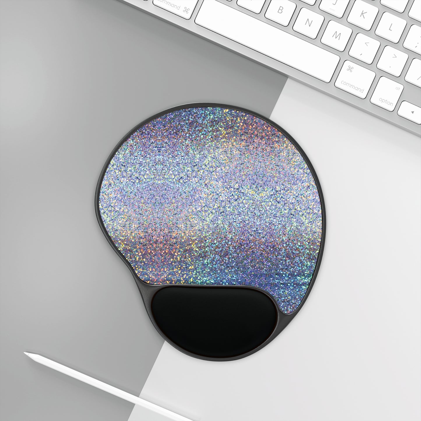Holographic Glitter Print Mouse Pad with Ergonomic Wrist Rest