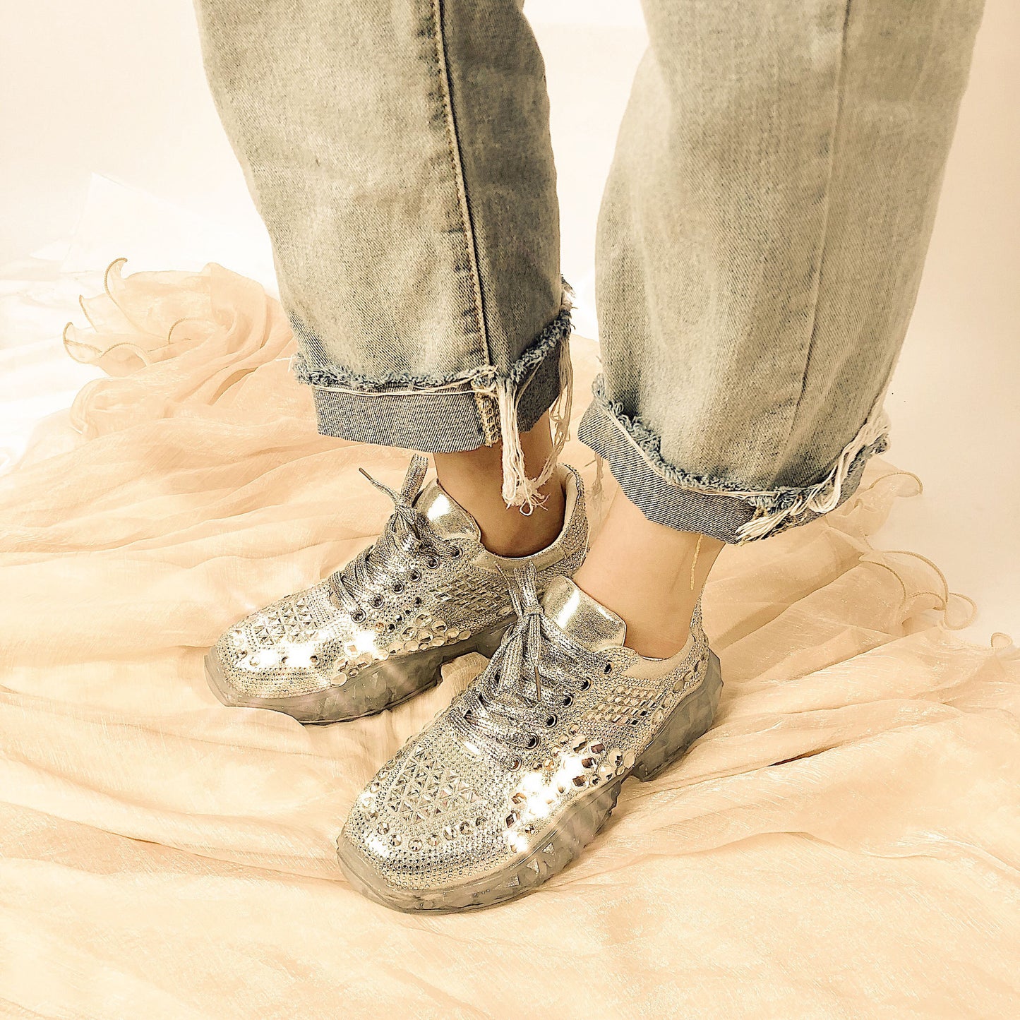 Spring and Autumn New Sports Shoes Fashion Rhinestone Trendy Women's Shoes