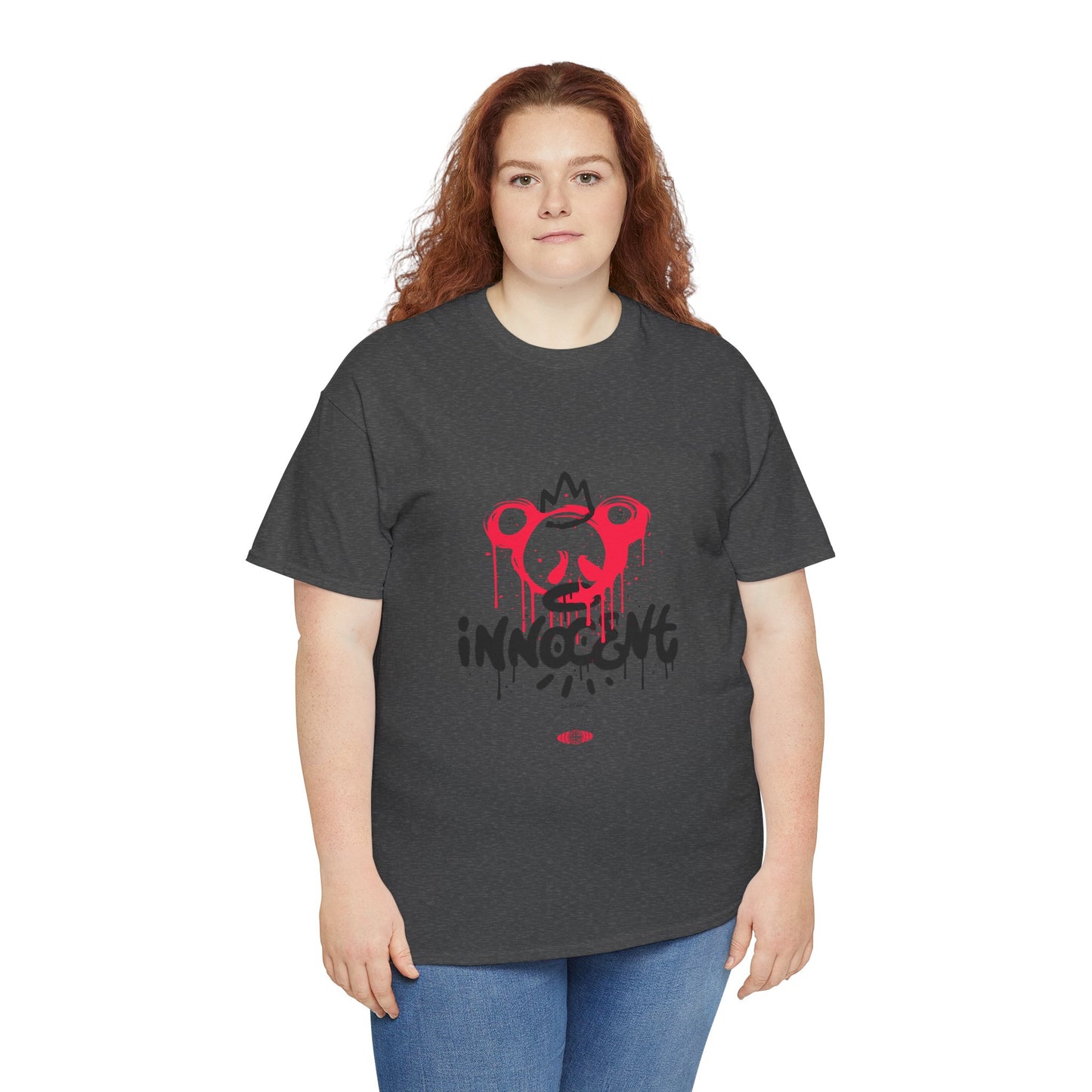 Edgy Graphic Tee: 'Innocent' Design, Urban Fashion, Streetwear, Unisex Cotton T-Shirt, Music Festivals, Casual Wear