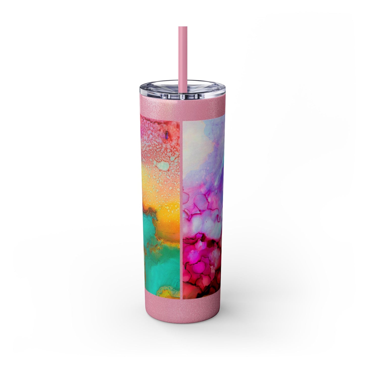Beautiful Watercolor Splatter Skinny Tumbler with Straw - 20oz, Vibrant Colorful Drinkware for Every Occasion, Perfect Gift for Friends, Reusable Travel Mug, Water [...]