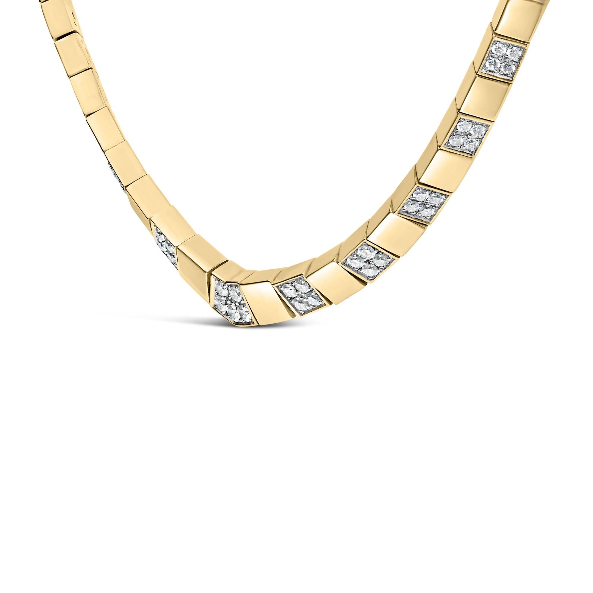 14K Yellow Gold 4/5 Cttw Diamond Cluster and Bar Set Link 3.5 MM Chain Necklace (G-H Color, VS1-VS2 Clarity) - 16" Inches-3