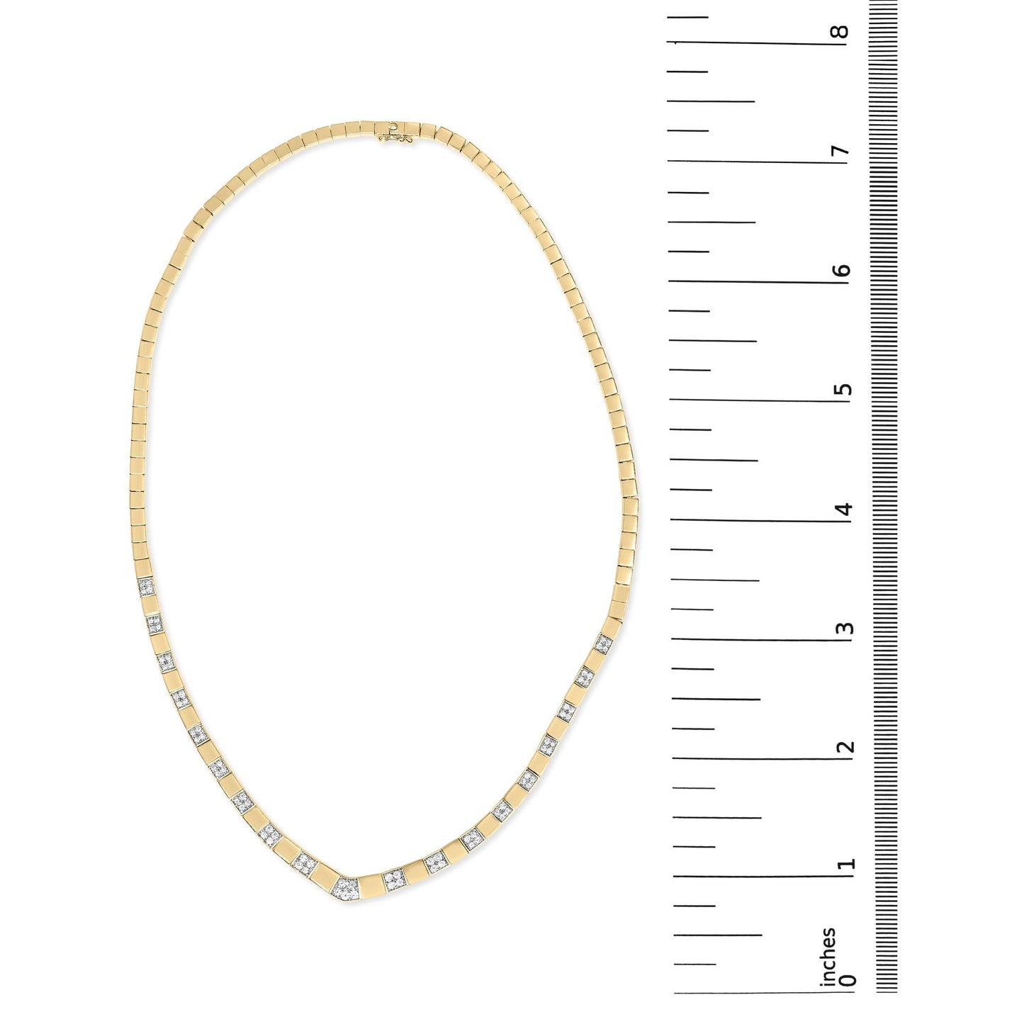 14K Yellow Gold 4/5 Cttw Diamond Cluster and Bar Set Link 3.5 MM Chain Necklace (G-H Color, VS1-VS2 Clarity) - 16" Inches-4