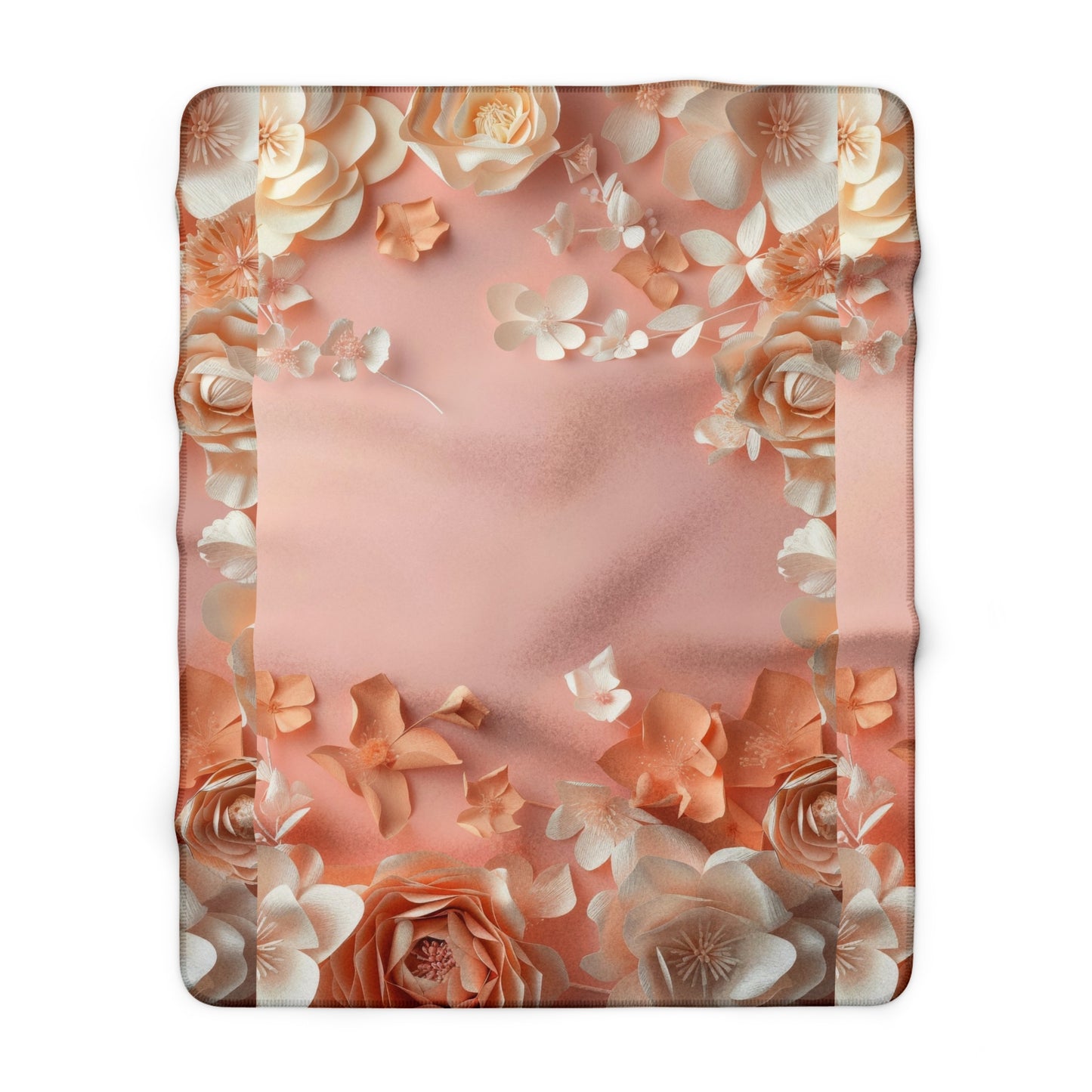 Blush Rose Floral Sherpa Blanket Peach Vintage Flower Pattern