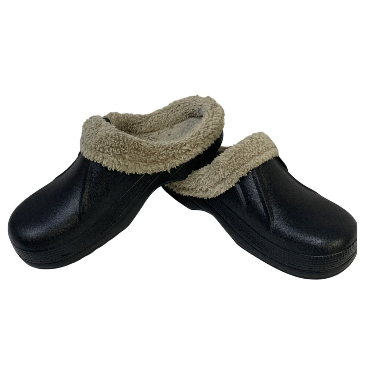 Beslip Womens Size 9 Black Clogs Fur Lined Round Closed Toe Slip On Shoes