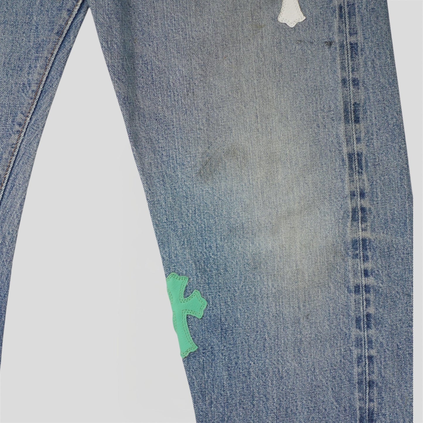 Chrome Hearts Multicolor Cross Patch Jeans