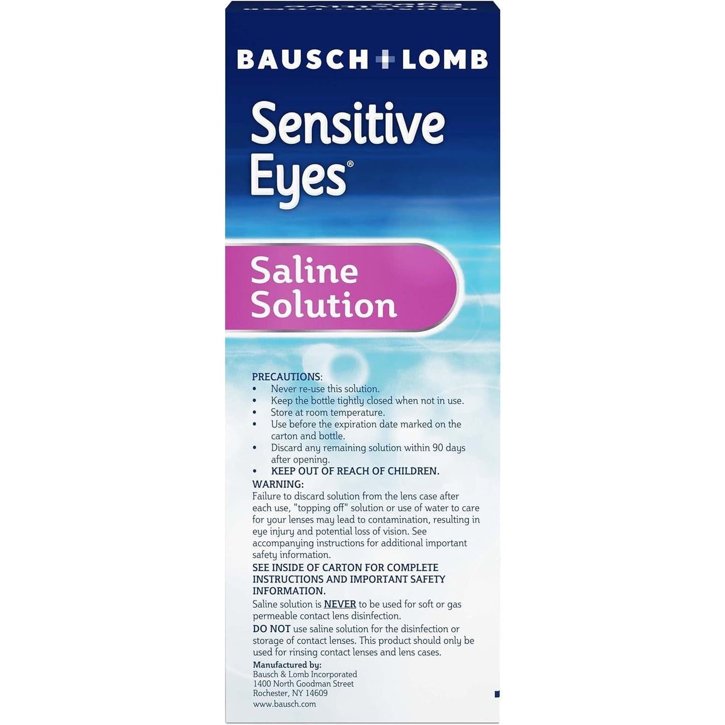 Sensitive Eyes Bausch & Lomb Plus Saline Solution - 12 Fl Oz