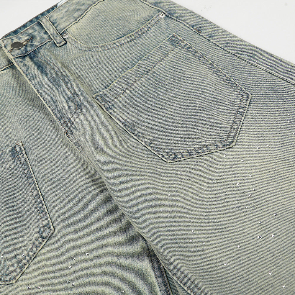 Starry Sky Hot Diamond Bending Knife Jeans