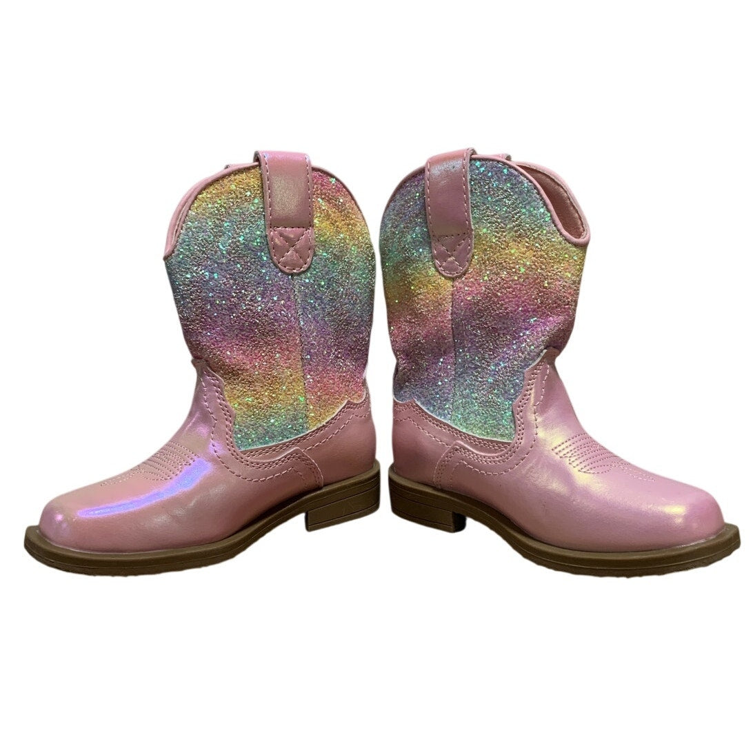 Dream Pairs Girls Size 7 Pastel Glitter Pull On Low Heel Western Cowboy Boots
