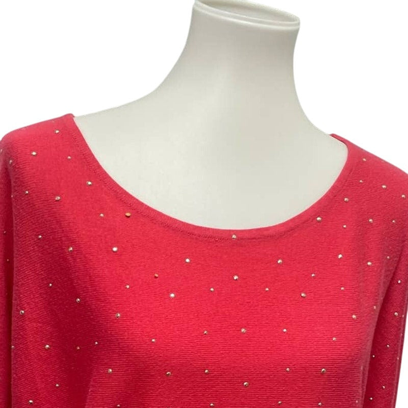 New York & Company Womens XL Long Sleeve Scoop Neck Gold Studded Sweater