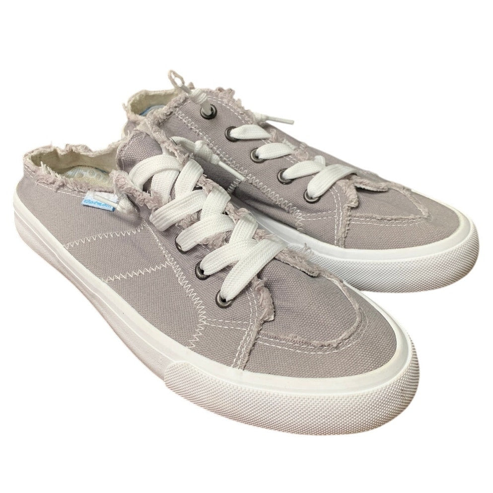 Obtaom Womens 9 Canvas Sneakers Memory Foam Backless Round Toe Slip On Shoes