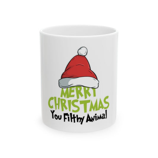 Merry Christmas You Filthy Animal Mug | Festive Ceramic Cup, Holiday Gift, Fun Coffee Mug, Funny Christmas Present, 11oz and 15oz