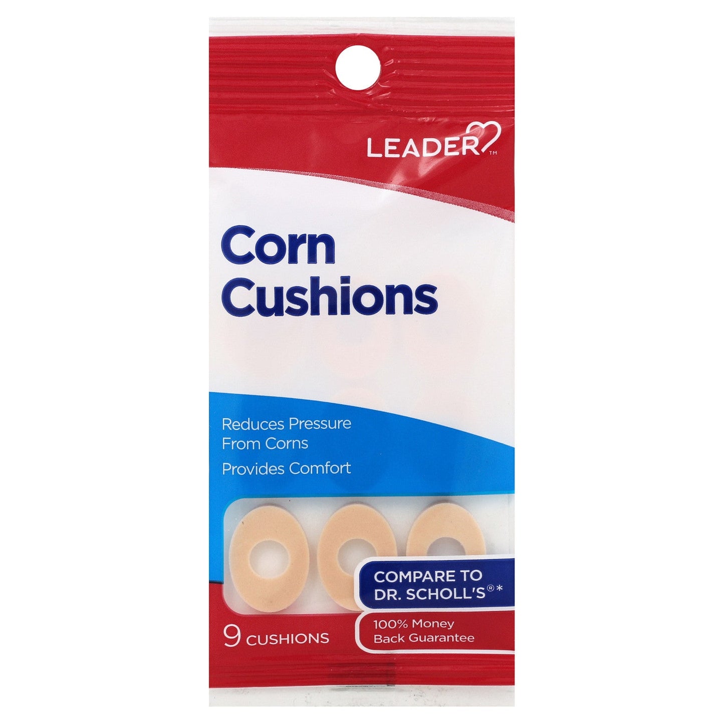Leader Corn Cushions, Soft Foam Pads for Pain Relief, 9 ct