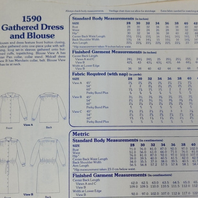 Vintage 1978 Stretch & Sew 1590 Gathered Dress And Blouse Uncut Sewing Pattern