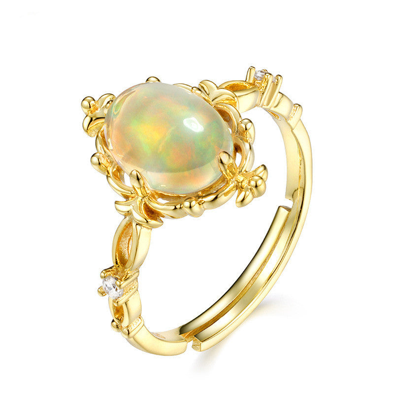 Pienk Kristal Suurlemoen Kristal 925 Sterling Silwer Ring