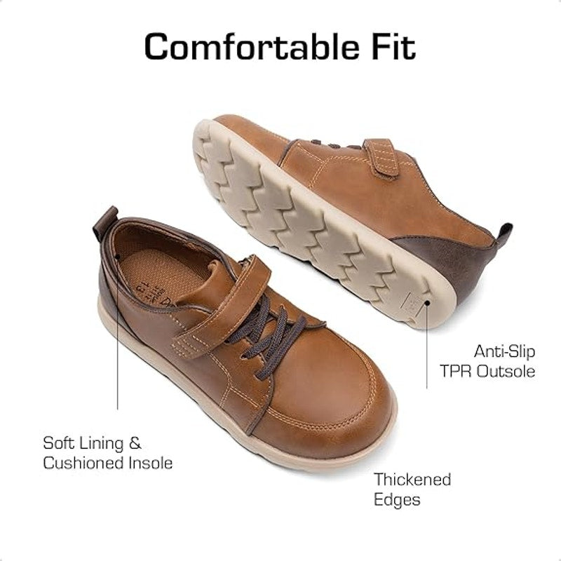 Dream Pairs Little Boys 13 Brown Sneaker Hook Loop Closure Round Toe Dress Shoes