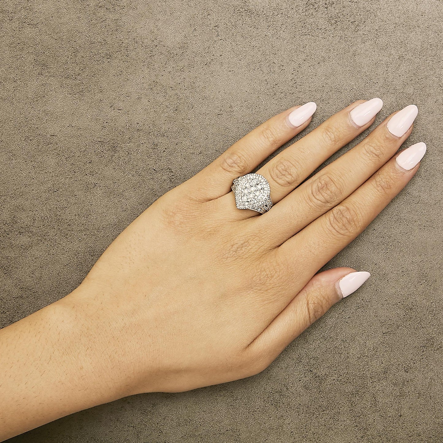 Sterling Silver 1 Cttw Diamond Pear-Shaped Triple Halo Cluster Ring-2