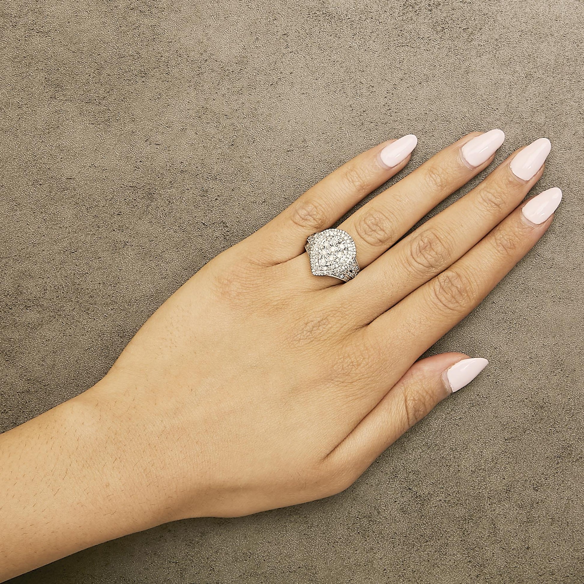 Sterling Silver 1 Cttw Diamond Pear-Shaped Triple Halo Cluster Ring-2