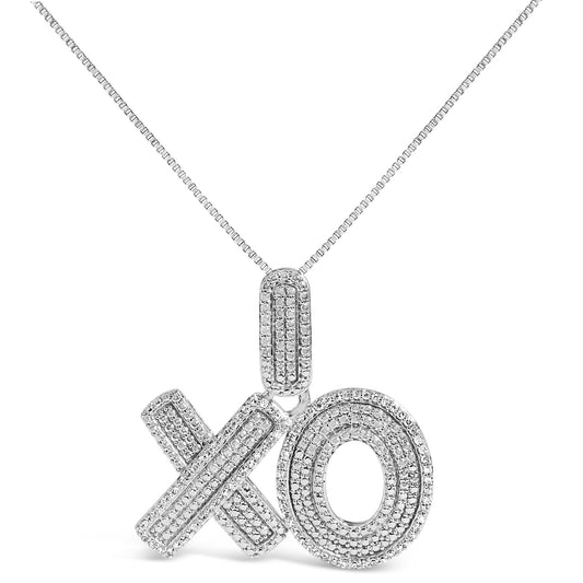 Sterling Silver 1/4 Cttw Diamond Pavé XO Pendant Necklace-0