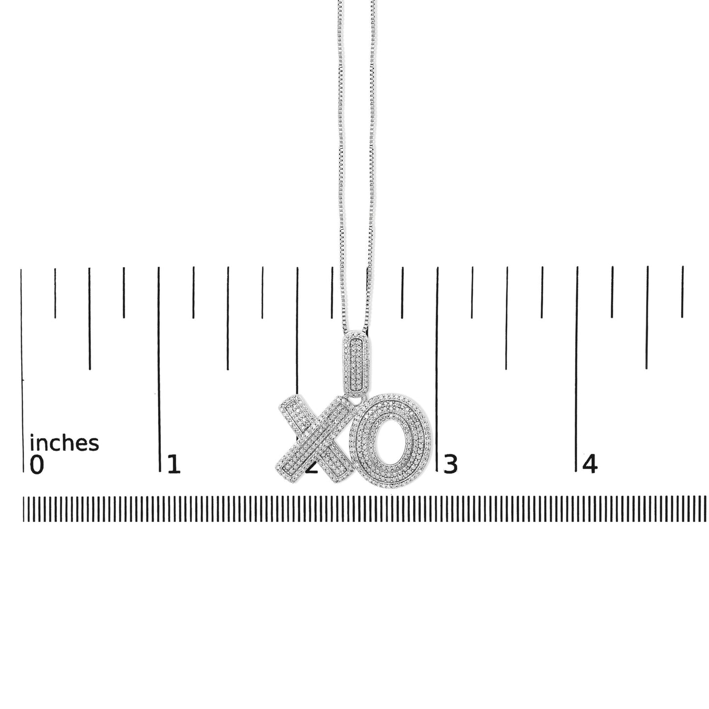 Sterling Silver 1/4 Cttw Diamond Pavé XO Pendant Necklace-4