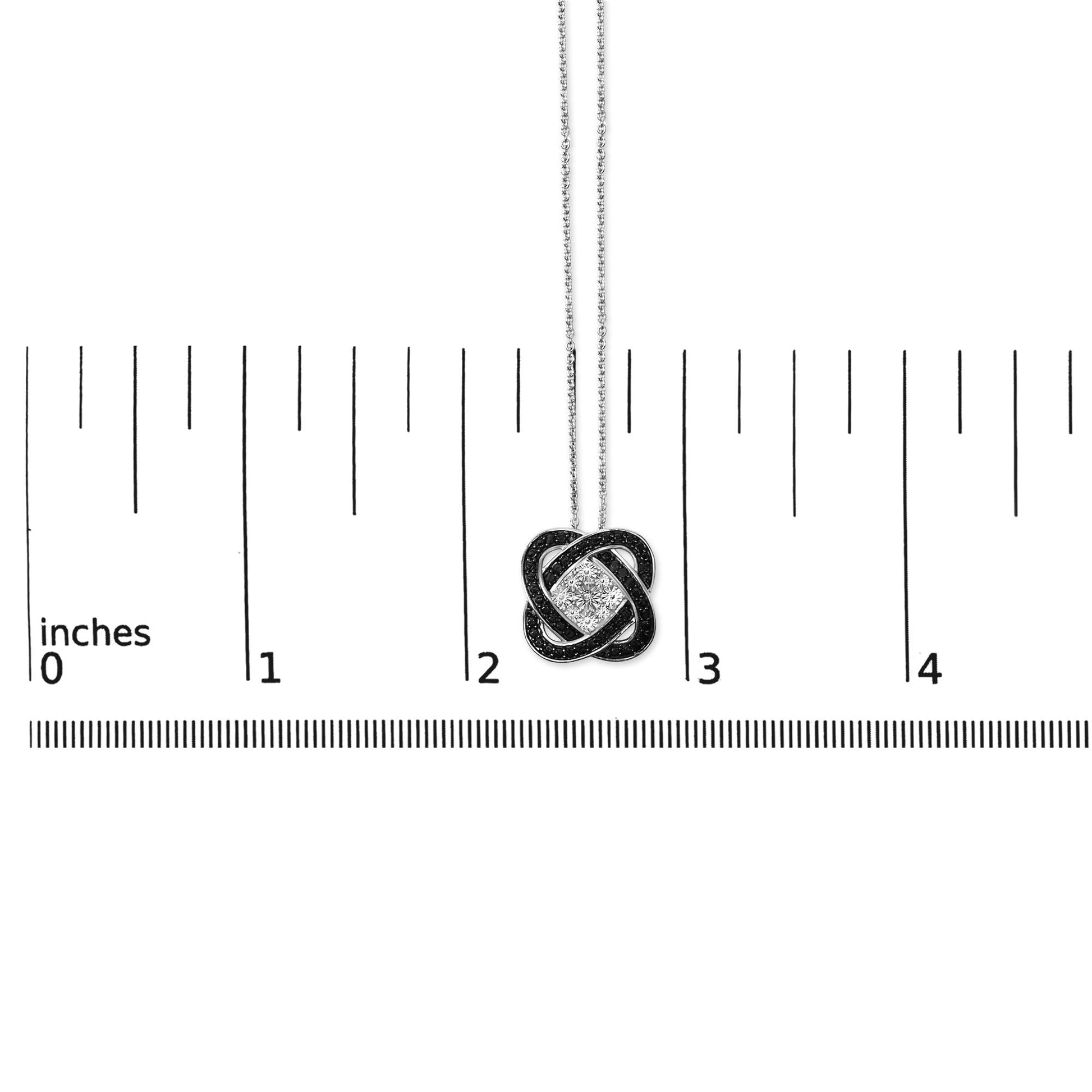 Black Rhodium Plated Sterling Silver Diamond Accent Geometric Knot Pendant Necklace-4