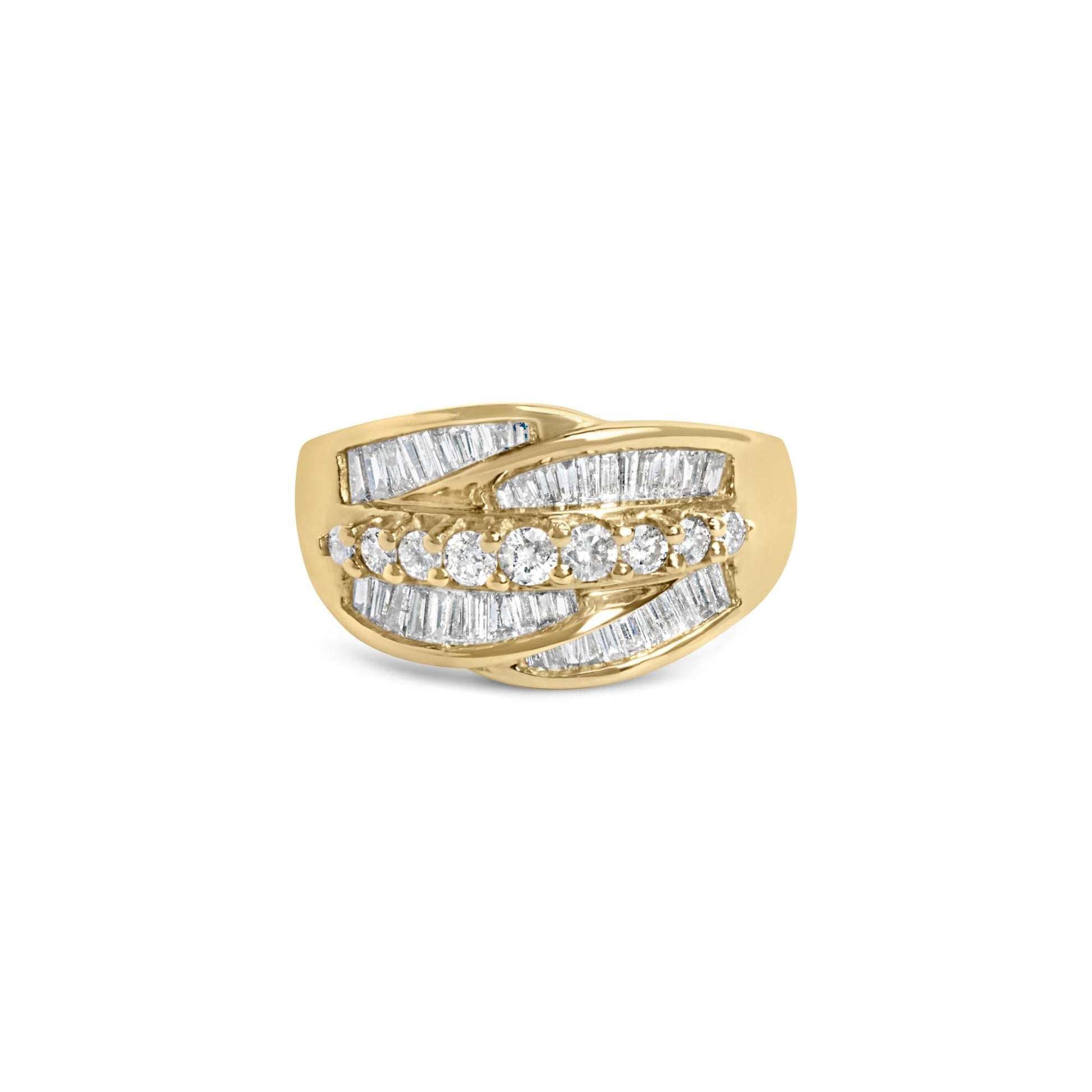 14K Yellow Gold 1.00 Cttw Diamond Cocktall Cluster 5 Stone Ring (H-I Color, SI1-I1 Clarity) - Ring Size 7-0