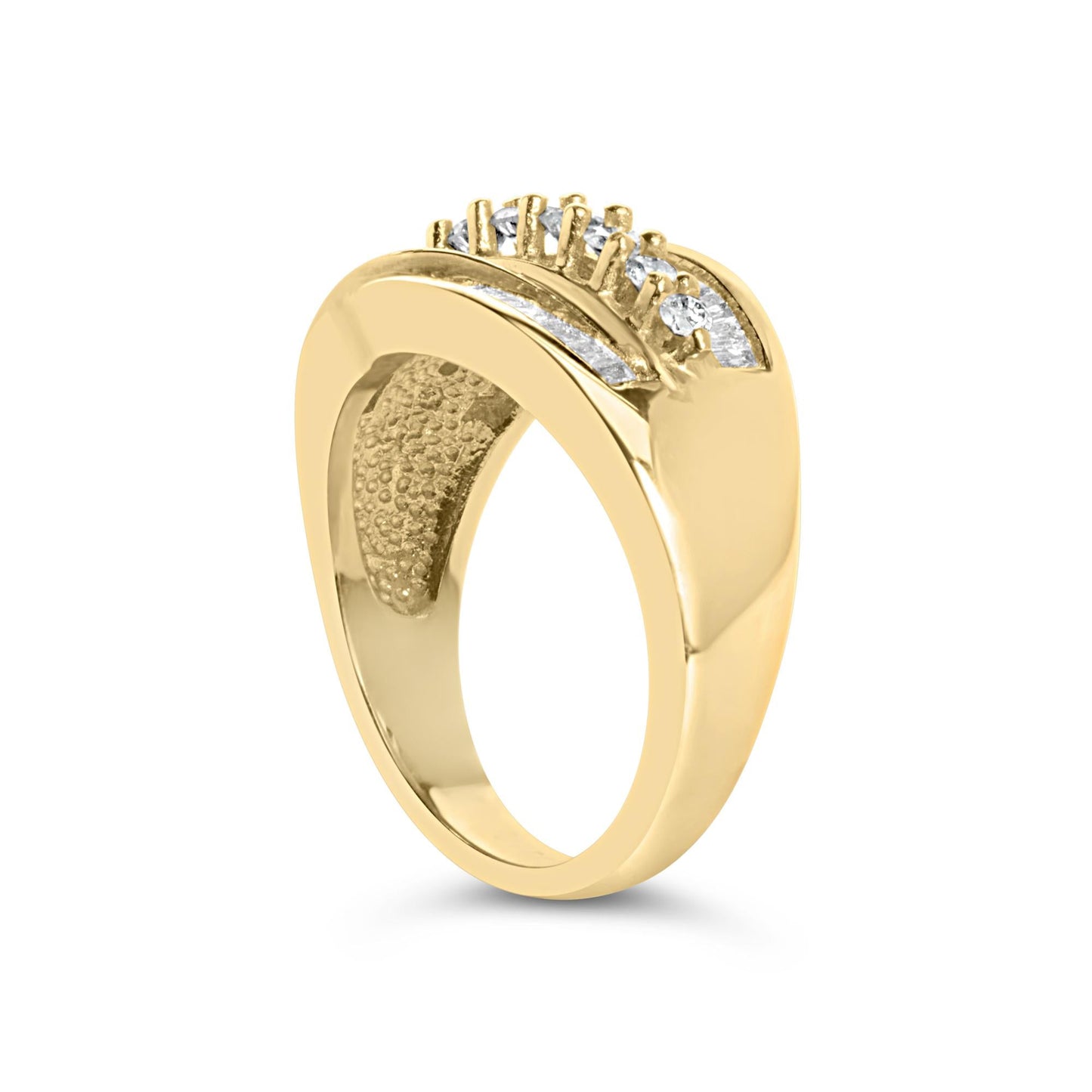 14K Yellow Gold 1.00 Cttw Diamond Cocktall Cluster 5 Stone Ring (H-I Color, SI1-I1 Clarity) - Ring Size 7-4