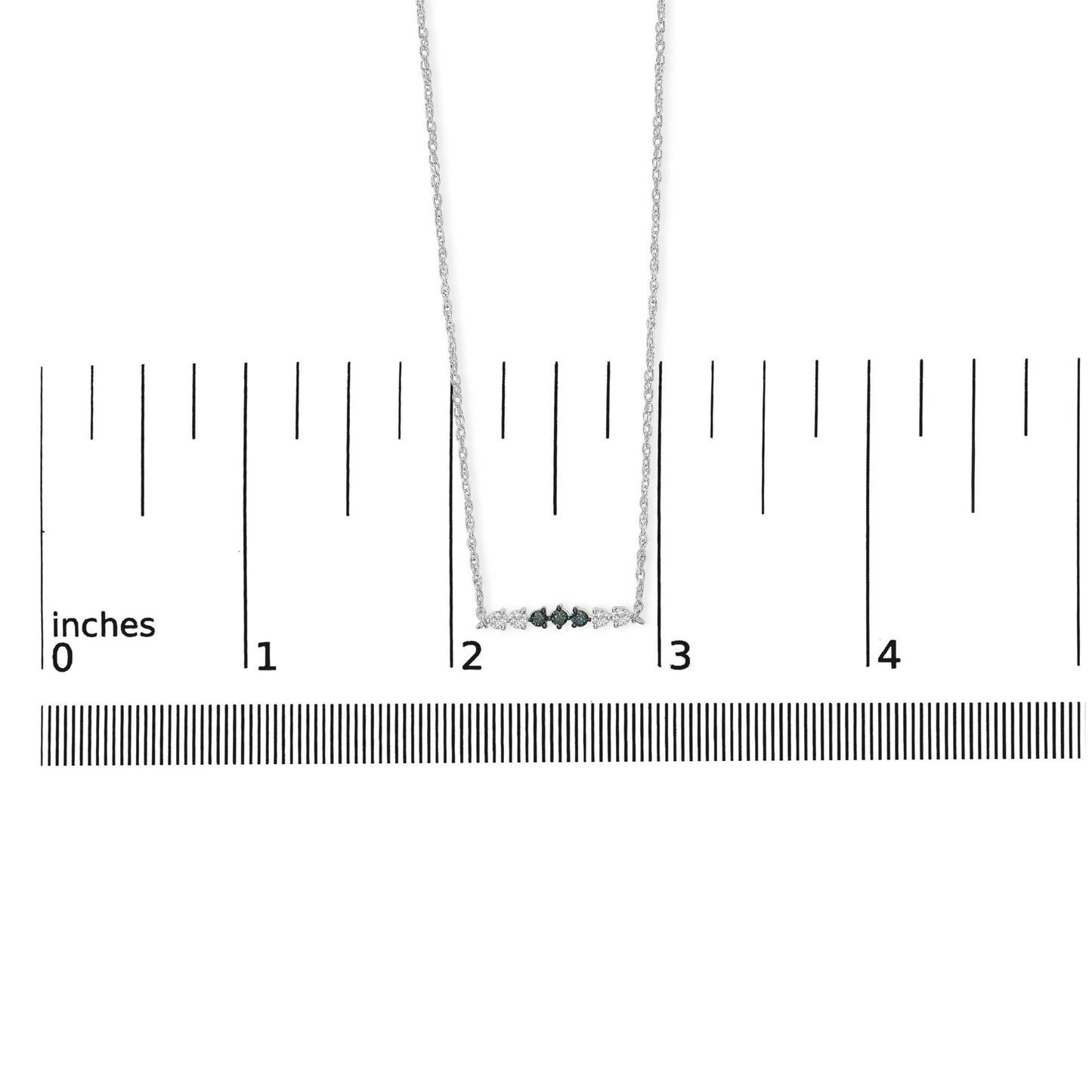 Sterling Silver 1/5 Cttw White and Blue Diamond 6 Stone Bar Necklace-4