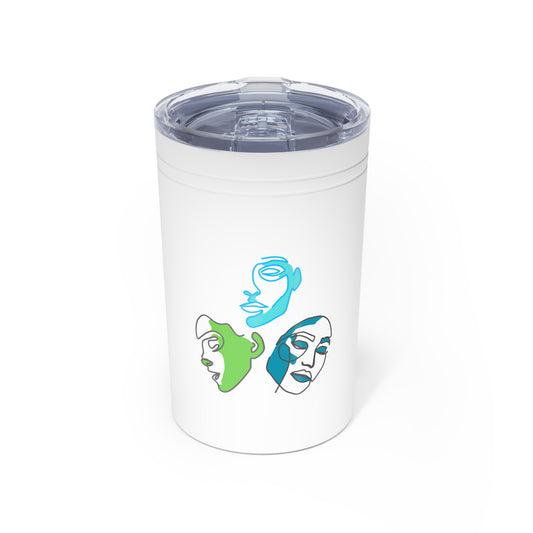 Stylish Insulated Tumbler with Abstract Faces, Travel Mug, Hot Cold Beverage Container, Gift for Art Lovers, Unique Coffee Cup
