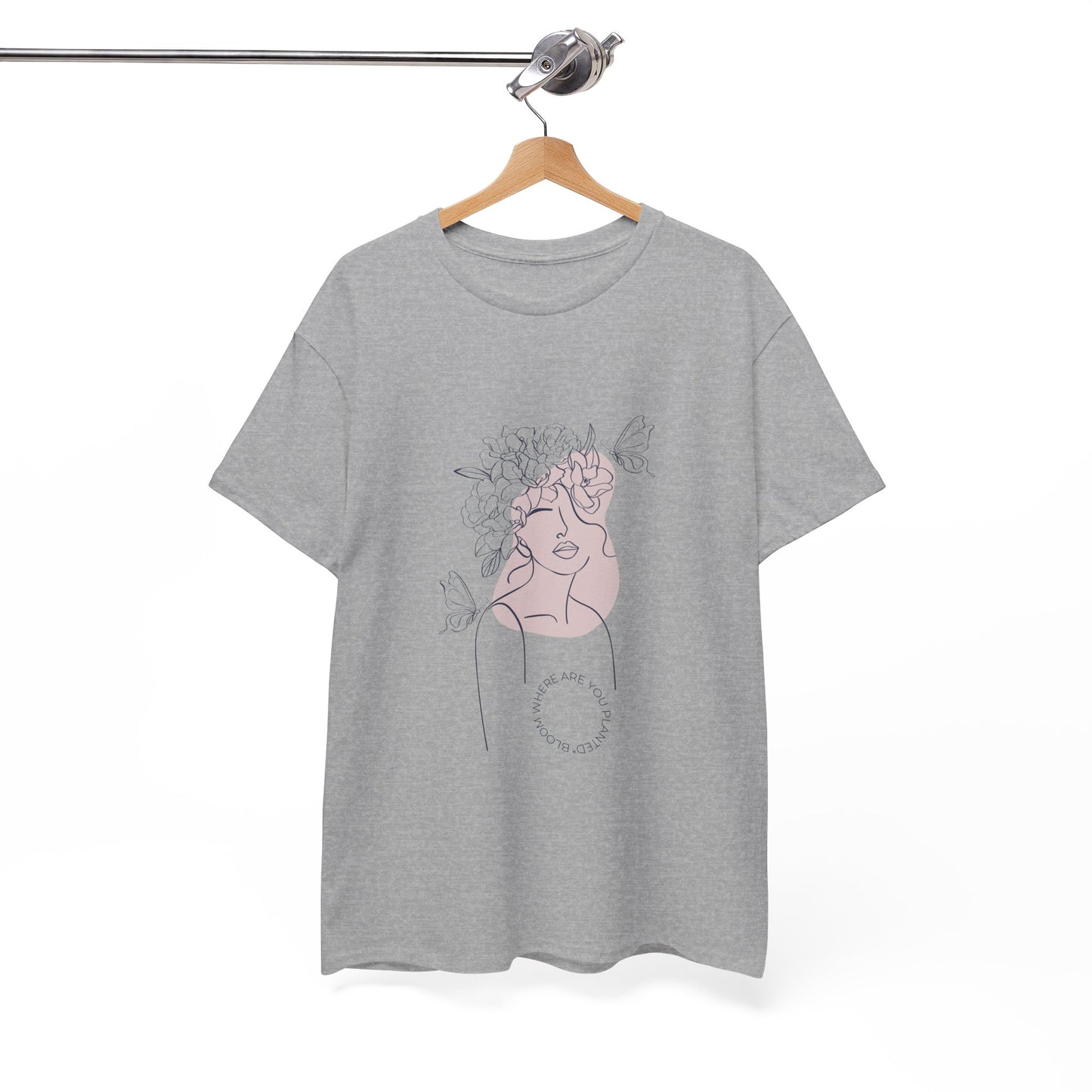 Bloom Where You Are Planted Chic Inspirational Quote Tee, Inspirational Cotton T-Shirt, Casual Graphic Tee, Vintage Style Unisex Shirt, Gift for Her