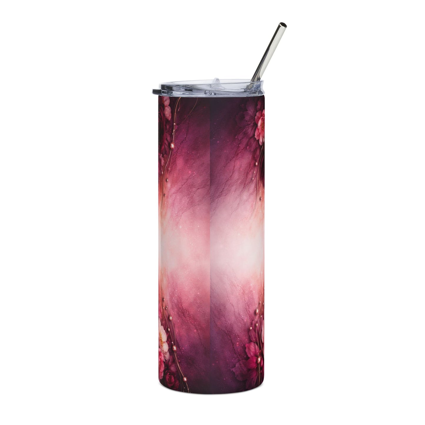20oz Pink Floral Stainless Steel Tumbler – Rose Bouquet Travel Cup