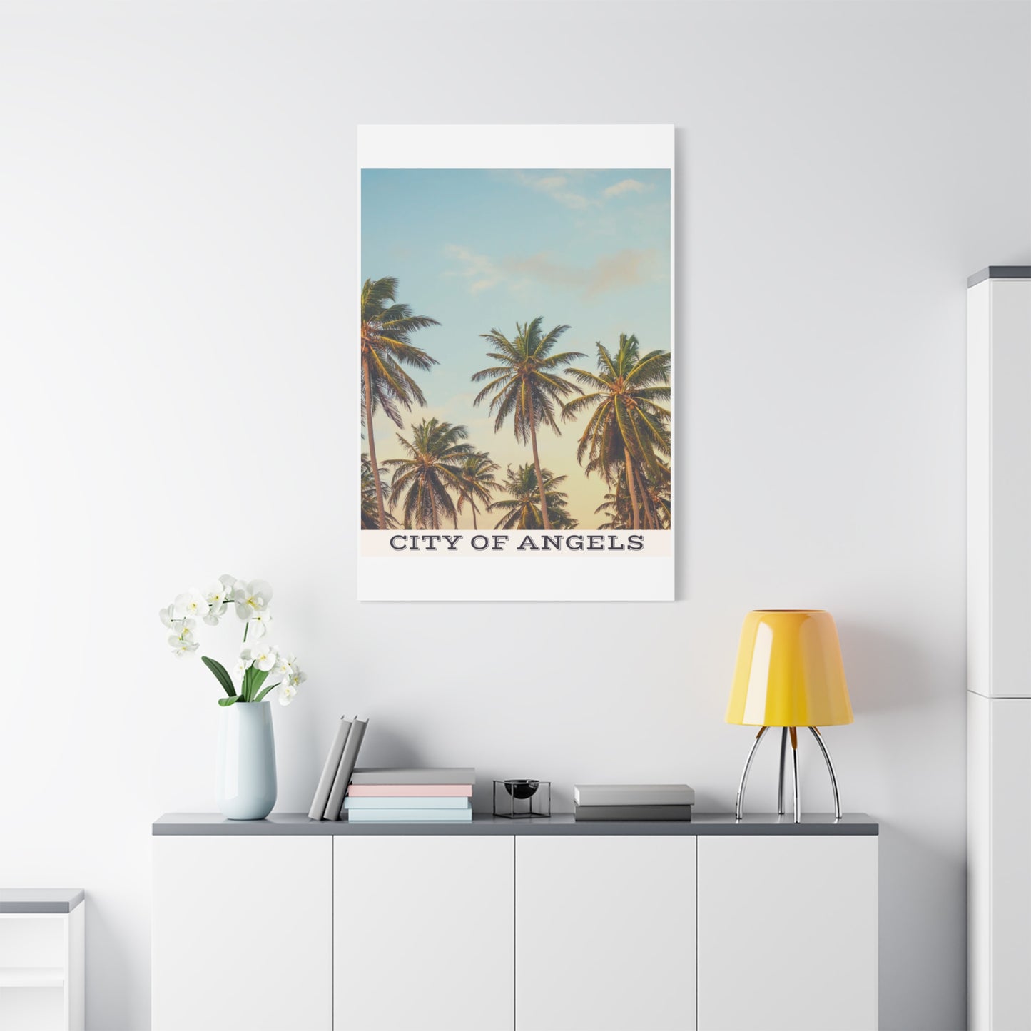 Tropical Palm Tree Canvas Print, City of Angeles Tropical Wall Art, Los Angeles Beach Decor, California Nature Photography, Home Decoration, Gift for Beach Lovers