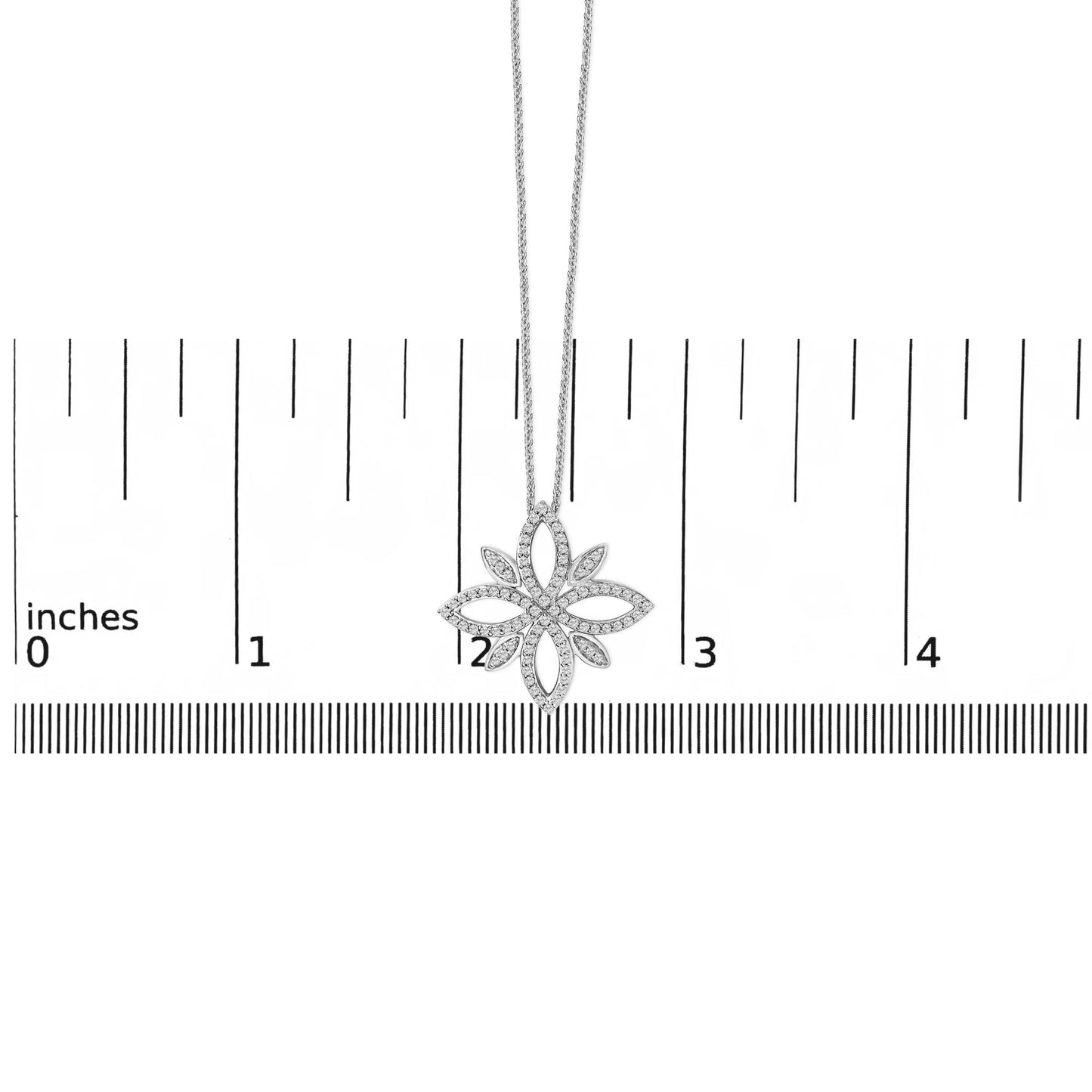 Sterling Silver 1/2 Cttw Diamond Floral Cross Pendant Necklace-4
